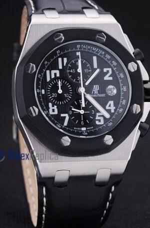 audemars piguet replica chrono offshore gommino strip leather black dial imitazione copia