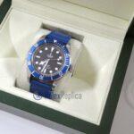 tudor replica black bay blue cinturino pelle orologio replica - immagine 3