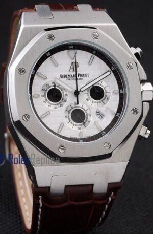 audemars piguet replica chrono offshore city of sails white dial strip leather imitazione copia