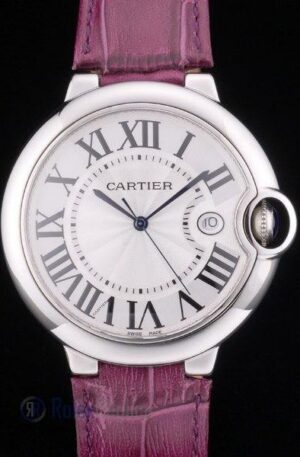 Cartier replica ballon bleu acciaio strip leather violet orologio imitazione perfetta