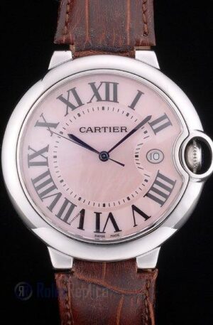 Cartier replica ballon bleu acciaio madreperla strip leather orologio imitazione perfetta