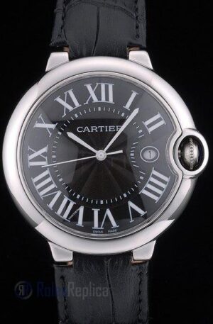 Cartier replica ballon bleu acciaio black strip leather orologio imitazione perfetta