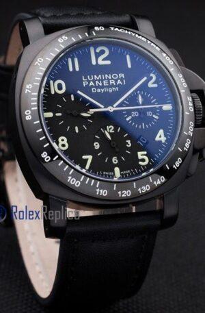 Panerai replica luminor daylight black dial chrono pro-hunter pvd strip leather imitazione copia