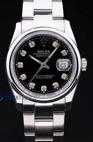 rolex replica datejust black brillantini ghiera liscia orologio imitazione