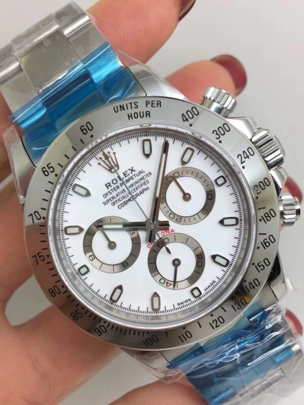rolex replica daytona crono classic white dial orologio replica copia imitazione - immagine 4