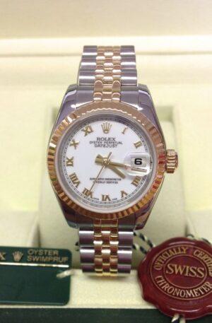 rolex replica datejust lady 179173 bi-colour acciaio oro roman dial